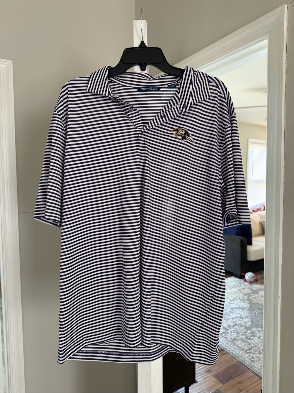 Baltimore Ravens Men's Striped Polo Shirt XL